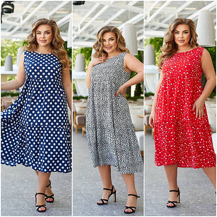 Дуже красива сукня софт з короткими рукавами довгі міді розміри батал, фото 1