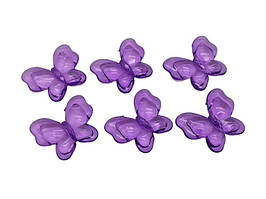 Декоративні намистини кристали для рукоділля та декору Метелики великі фіолетові 5*4 cm 32 штуки в упаковці