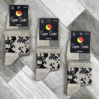 Шкарпетки чоловічі середні бавовна із сіткою Super Socks, арт 004, рис. 091, розмір 39-42, бежеві, 004