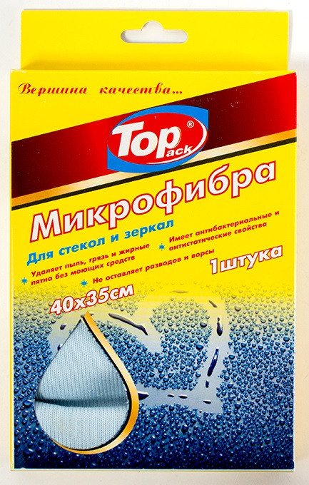 Ганчірка мікрофібра для скла та дзеркал Toppack