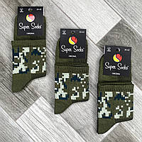 Носки мужские средние хлопок с сеткой Super Socks, арт 004, рис. 091, размер 39-42, хаки, 004