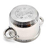 Набір посуду Benson BN-208 з неіржавкої сталі 12 предметів (каструлі, ківш, сковорідка), фото 2