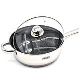 Набір посуду Benson BN-208 з неіржавкої сталі 12 предметів (каструлі, ківш, сковорідка), фото 3