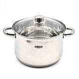 Набір посуду Benson BN-208 з неіржавкої сталі 12 предметів (каструлі, ківш, сковорідка), фото 5