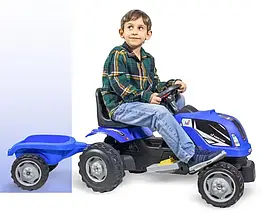 Дитячий трактор із синім причепом на акумуляторі 6V код3