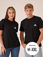 Футболка Adidas унисекс чёрная хлопок Адидас (размеры M, L, XL, XXL )