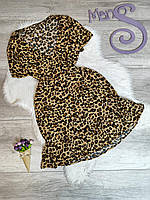 Женское летнее платье коричневого цвета с леопардовым принтом Размер 44 S
