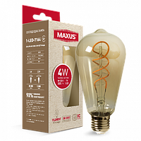 Лампа світлодіодна філаментна MAXUS арт деко ST64 4W 2200K E27 Vintage