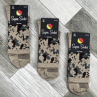 Носки мужские хлопок с сеткой Super Socks, арт 001, рис. 091, размер 42-44, бежевые, 001