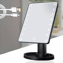 Настільне дзеркало для макіяжу з LED підсвічуванням, NJ-230, Чорне / Косметичне дзеркало / Сенсорне дзеркало