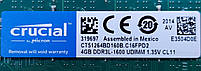 Оперативна пам'ять Crucial DDR3L-1600 UDIMM 4GB 1.35V CL11 (CT51264BD160B) Вживана, фото 4