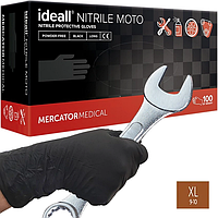 Перчатки нитриловые черные Mercator IDEALL@NITRILE MOTO XL9-10 50пар 210607