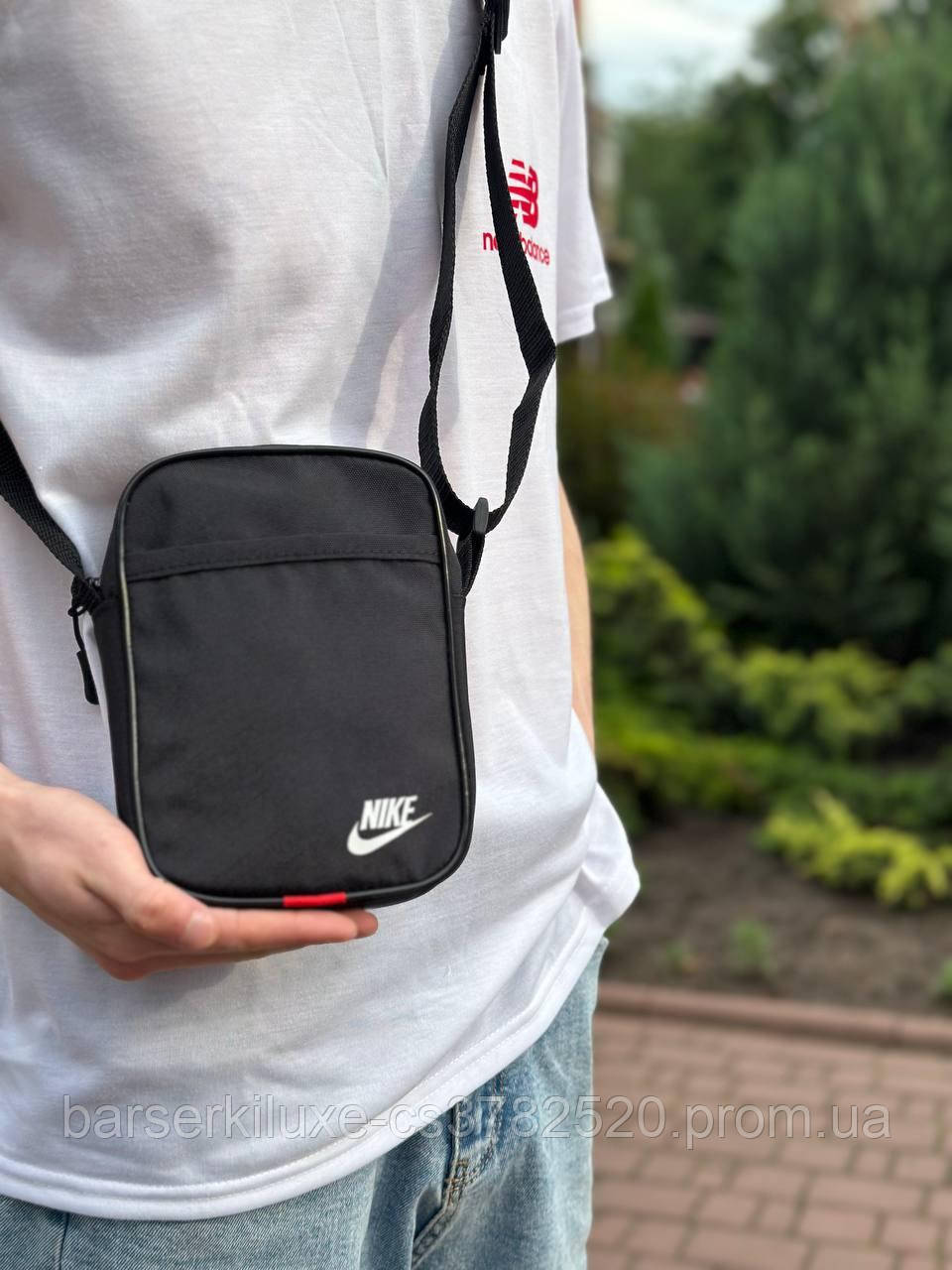 Купить Черная мужская сумка мессенджер Nike на ремне, молодежная ...