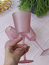 Келих для білого вина з рожевого матового скла Легкість 350 мл 6, фото 3