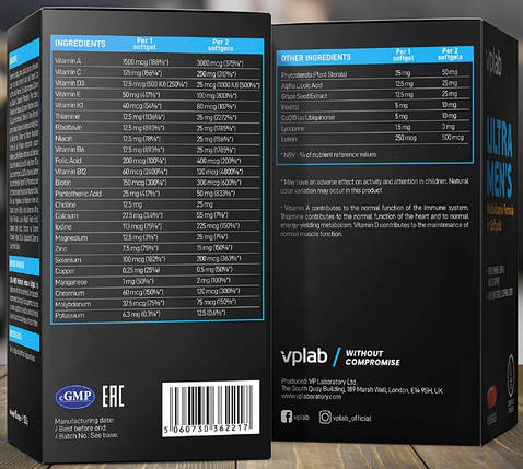 Вітаміни та мінерали для чоловіків VP Lab Ultra Men's 90 softgels, фото 2