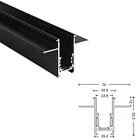 Врезной магнитный шинопровод под гипсокартон для трековых светильников 3м черный ALUMLED ALMG-TR 3M ( 4 жилы)