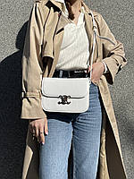 Celine Teen Triomphe Bag in Shiny Calfskin White