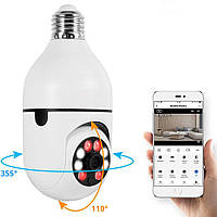 IP Камера видеонаблюдения в цоколь Smart Camera / Поворотная WiFi камера-лампочка / Умная ip камера