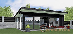 Альтанка дерев'яна Modern Gazebo 012 з розсувними панорамними вікнами 10,3 х4, 2м від Thermowood Production