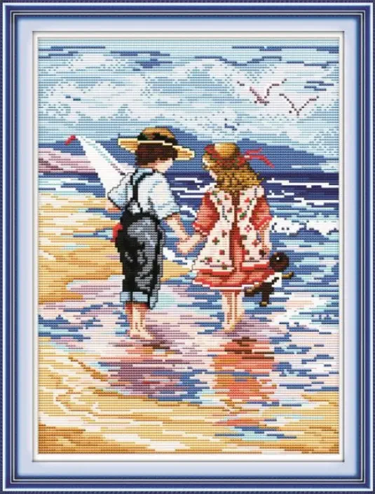 Набір для вишивання за нанесеною на канву схемою "Hand in hand 1 (kids)". AIDA 14CT printed, 29*38 см