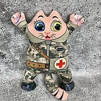 Мягкая игрушка на липучках кот Саймона Киця-Захисниця, 28 СМ.Подарок медицинским работникам