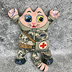 М'яка іграшка на липучках кіт Саймона Киця-Захисниця, 28см.Подарунок медичним працівникам, медикам, волонтерам
