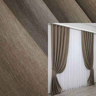 Комплект (2шт. 1х2,7м.) готових штор, із тканини  "Ibiza". Колір капучино. Код 1187ш 31-582