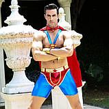 Чоловічий еротичний костюм супермена "Готовий на все Стів" S/M: плащ, портупея, шорти, манжети, фото 4