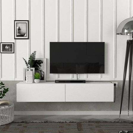 Тумба для ТВ настінна, тумба під телевізор, підставка під ТВ, TV тумбочка, ТВТ-13, Білий, фото 1