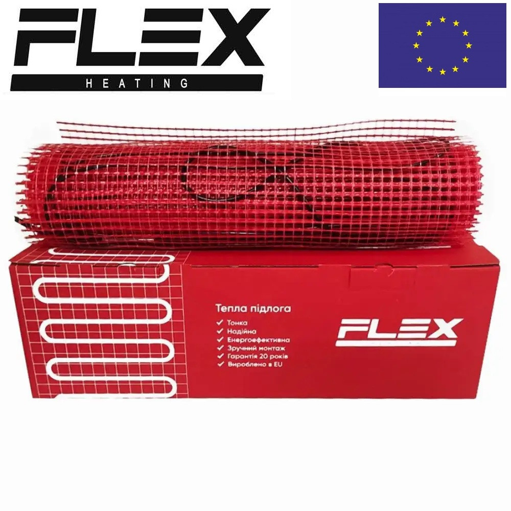 Тонкий двожильний нагрівальний мат FLEX EHM-175 2,5 м.кв. 438 Вт (розмір 0,5*5,0 м) для теплої підлоги