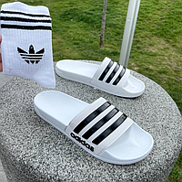 Тапочки Adidas white Адидас белые мужские шлепанцы сланцы тапки летние пляжные резиновые 40 - 46 42