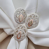 Набір зі срібла каблучка та сережки із золотом і цирконами Руна