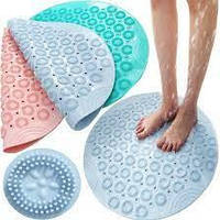 Круглый силиконовый антискользящий коврик для душа 37 см Massage Foot Rad, Круглый коврик для ванной, Голубой