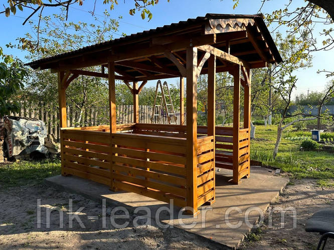 Купить Деревянная беседка 2 на 3 м, разборная (на 10-12 человек) "Хуст ...