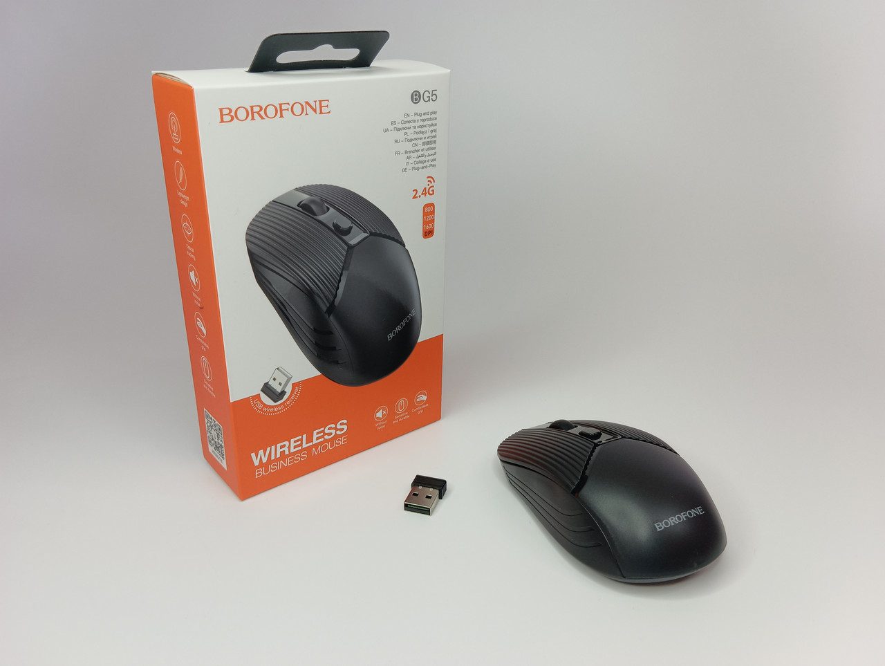 Бездротова комп'ютерна миша Borofone BG5 USB чорного кольору