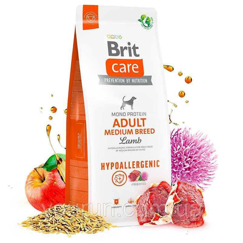 Brit Care Dog Hypoallergenic Adult Medium Breed-Сухий гіпоалергенний корм з ягнятком, собакам середніх пор 1 кг