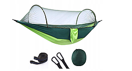 Гамак із москітною сіткою без поперечини Handloteka відтінки зеленого 120 кг 260 х 140