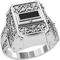 Кольцо серебряное мужское с Вензелями