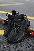 Женские кроссовки Adidas Yeezy 350 Black Static полный рефлектив летние черный текстильные изи