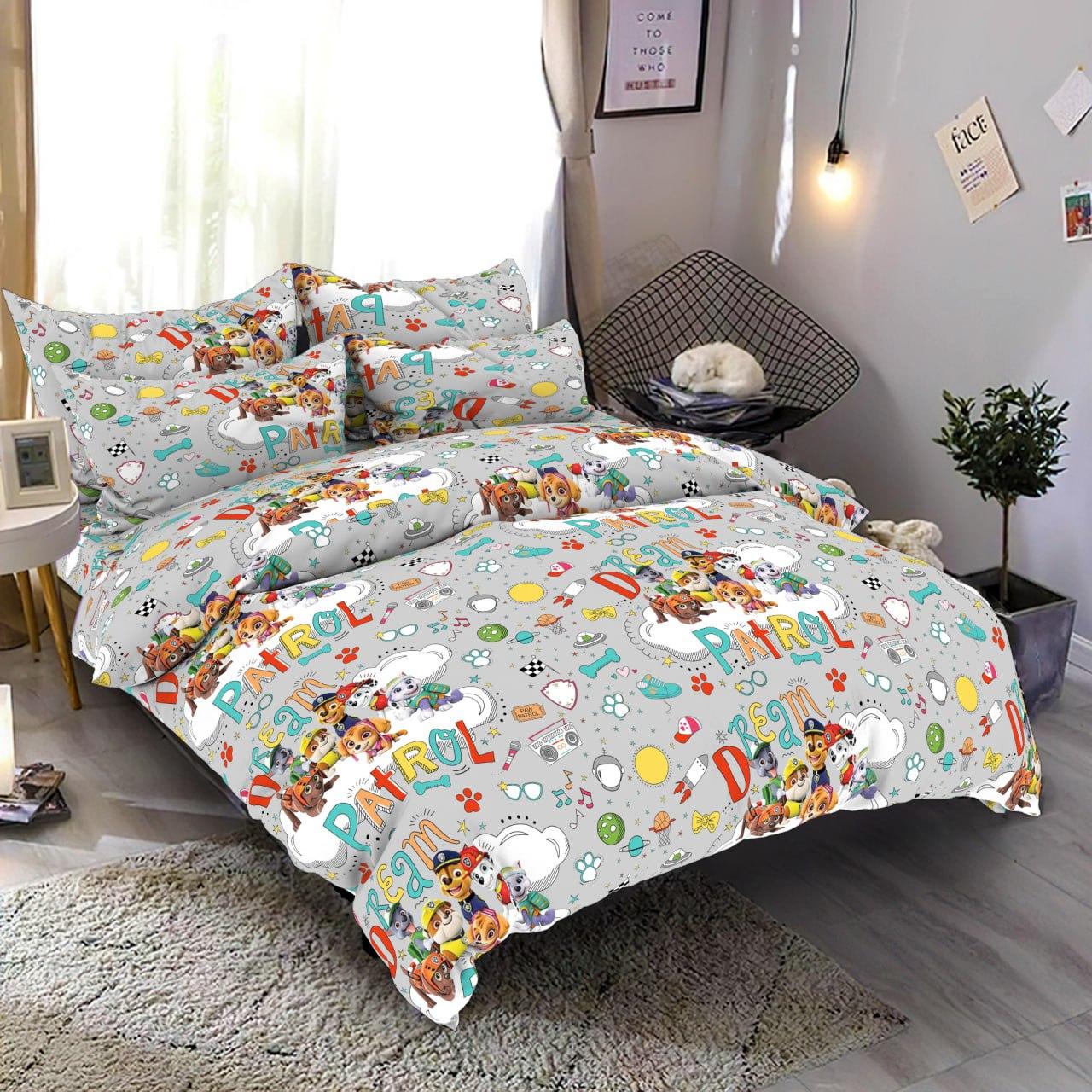 Підковдра на блискавці 145х215 (Бязь) | Полуторна підковдра від виробника "Королева Ночі" | Щенячий патруль на сірому, фото 1