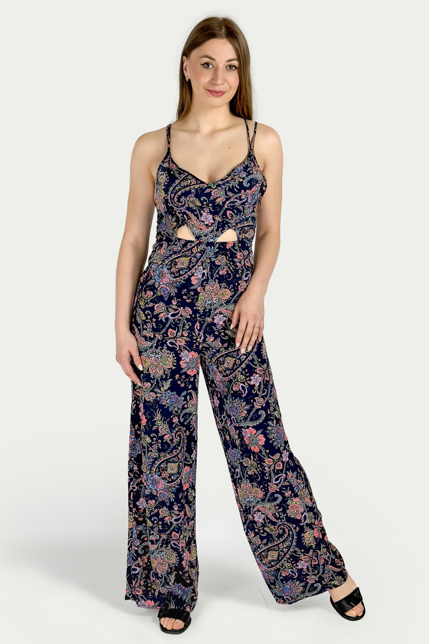 Комбінезон із квітковим принтом Bershka 5673/190/452 синій S, фото 1