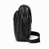 Мужская сумка через плечо кожа борсетка мужская кожаная сумка для документов планшет черная, фото 5