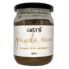 Арахісова паста, з медом та какао бобами, ТМ Gustyi, 500г