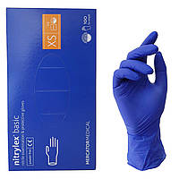 Перчатки нитриловые NITRYLEX синие XS 100 шт (8309Ab)