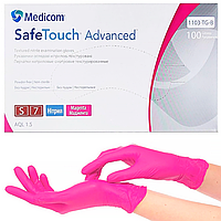 Перчатки нитриловые Medicom SafeTouch Advanced Magenta - 50 пар, размер S (без пудры) маджента