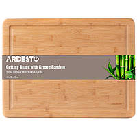 Дошка для нарізки Ardesto Midori з жолобом (40x30x1.9 см) бамбук (AR1440BG)
