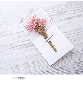 Вітальна листівка із засушеними квітами гіпсофіла