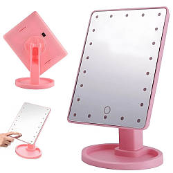 Настільне дзеркало для макіяжу з LED підсвічуванням, NJ-230, Рожеве / Косметичне дзеркало / Сенсорне дзеркало