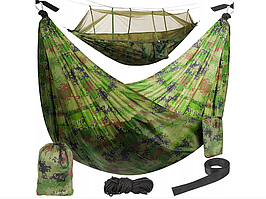 Надлегкий туристичний гамак без перекладини Iso Trade відтінки зеленого 150 кг 260 х 140 + москітна сітка