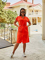Льняное летнее женское Платье прямого кроя Ткань: лен Турция Размеры 46, 48, 50, 52, 54